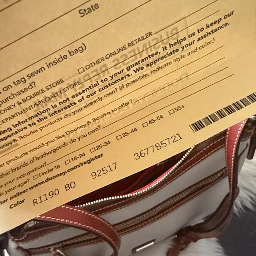 Dooney & Bourke Cream and Brown Leather Crossbody - Picture 6 of 6